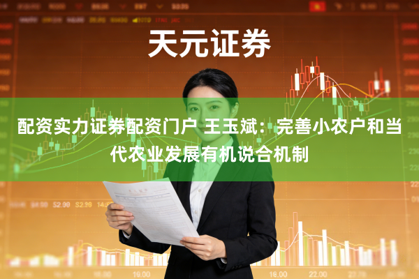 配资实力证券配资门户 王玉斌：完善小农户和当代农业发展有机说合机制