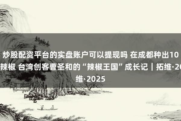 炒股配资平台的实盘账户可以提现吗 在成都种出100种辣椒 台湾创客曹圣和的“辣椒王国”成长记｜拓维·2025